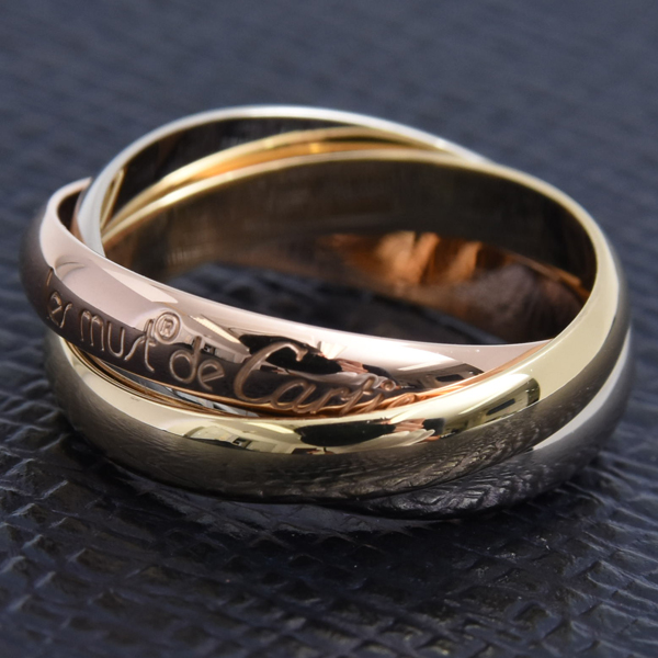 カルティエ 指輪 レディース トリニティ リング 54号 ゴールド Cartier 750YG×WG×PG 中古