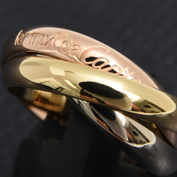 カルティエ 指輪 レディース トリニティ リング 54号 ゴールド Cartier 750YG×WG×PG 中古