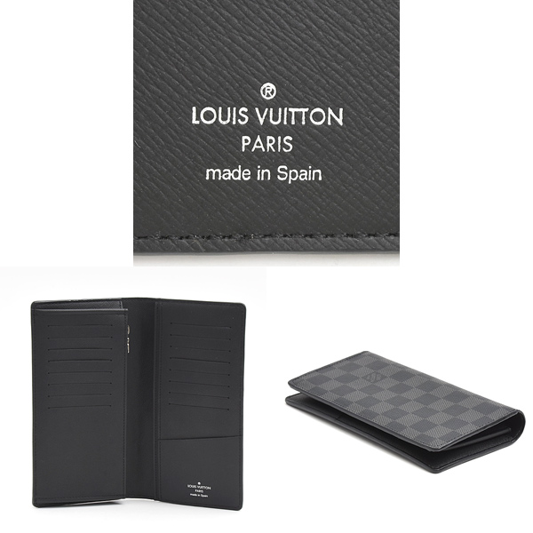 ルイヴィトン 財布 メンズ ポルトフォイユブラザ 二つ折り長財布 ダミエグラフィット ブラック Louis Vuitton N62665 中古