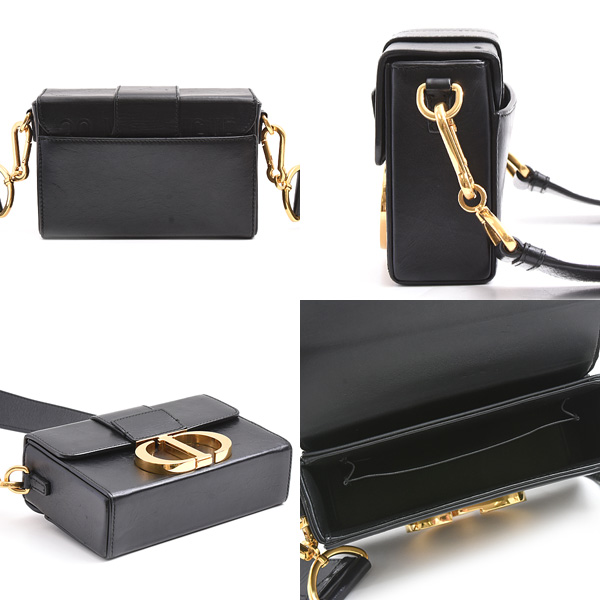 クリスチャンディオール バッグ レディース Dior 30 モンテーニュ ボックス ショルダーバッグ カーフスキン ブラック Christian Dior 中古