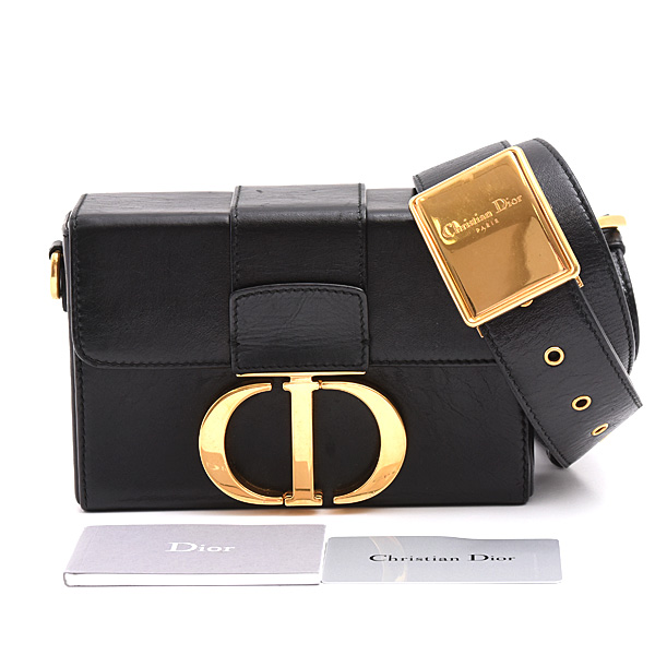 クリスチャンディオール バッグ レディース Dior 30 モンテーニュ ボックス ショルダーバッグ カーフスキン ブラック Christian Dior 中古