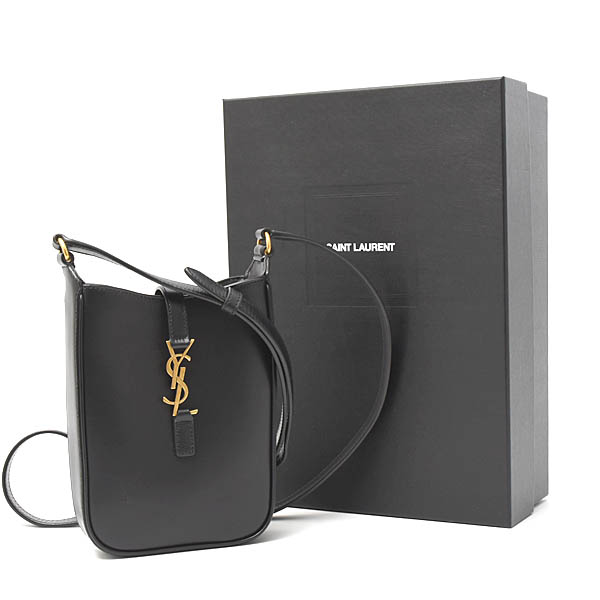 サンローラン バッグ レディース LE 5 A 7 ミニ バーティカル ショルダーバッグ レザー ブラック SAINT LAURENT 773995 中古