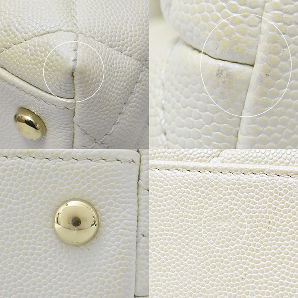 シャネル バッグ レディース マトラッセ トップハンドル チェーンショルダーバッグ キャビアスキン パールホワイト系 CHANEL 中古