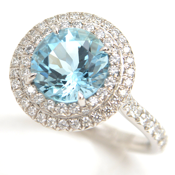 ティファニー 指輪 レディース ソレスト アクアマリン ダイヤモンド リング 8号 プラチナ TIFFANY PT950 中古