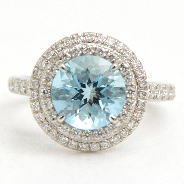 ティファニー 指輪 レディース ソレスト アクアマリン ダイヤモンド リング 8号 プラチナ TIFFANY PT950 中古