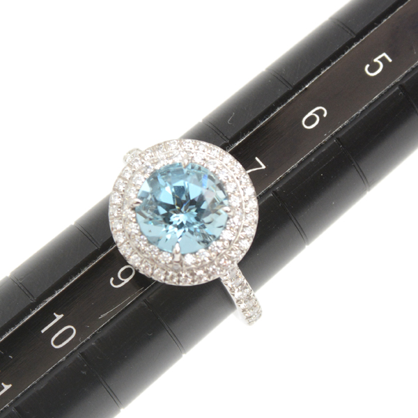 ティファニー 指輪 レディース ソレスト アクアマリン ダイヤモンド リング 8号 プラチナ TIFFANY PT950 中古