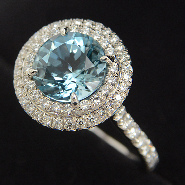 ティファニー 指輪 レディース ソレスト アクアマリン ダイヤモンド リング 8号 プラチナ TIFFANY PT950 中古
