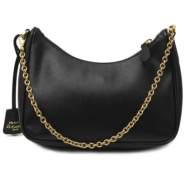 プラダ バッグ レディース Re-Edition 2005 バッグ 2WAY ショルダーバッグ サフィアーノレザー ブラック PRADA 1BH204 中古