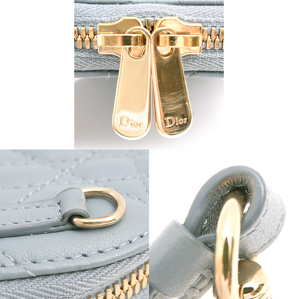 クリスチャンディオール バッグ レディース カナージュ レディディオール フォンホルダー ラムスキン ブルーグレー系 Christian Dior S0872ONMJ 中古