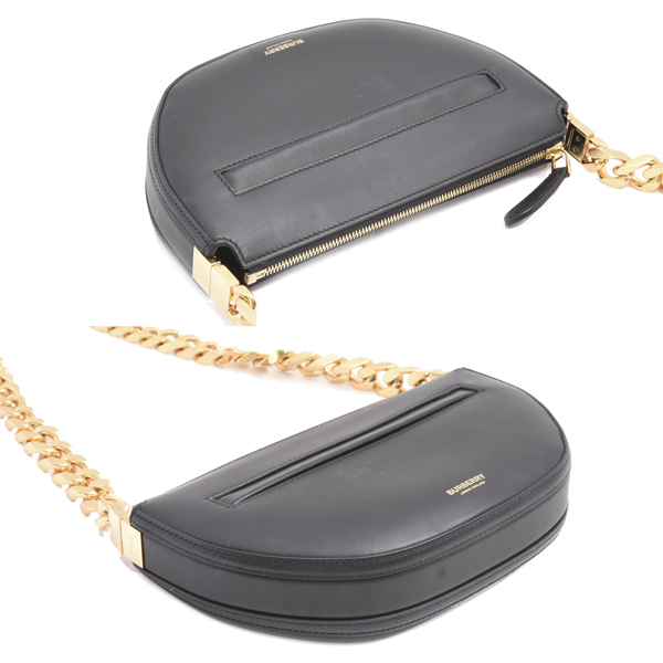 バーバリー バッグ レディース オリンピア チェーン ショルダーバッグ カーフ ブラック BURBERRY 中古