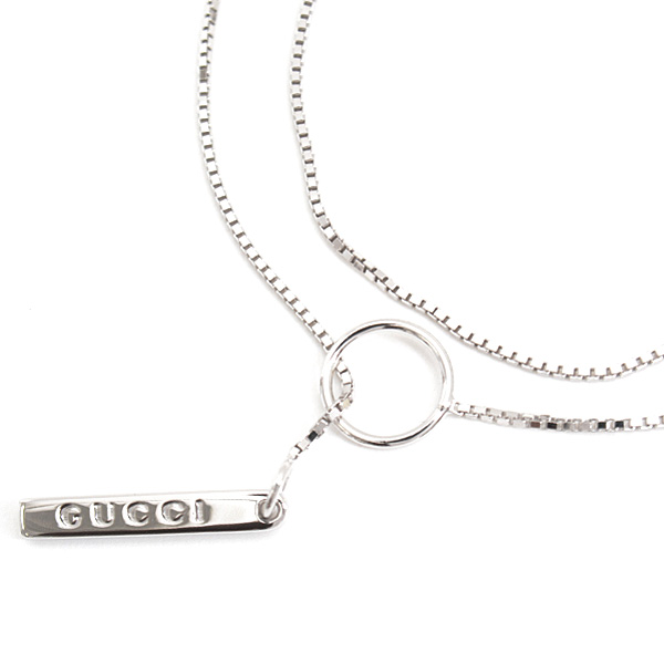 グッチ ネックレス ユニセックス ラリアット ネックレス ホワイトゴールド GUCCI 750WG 中古