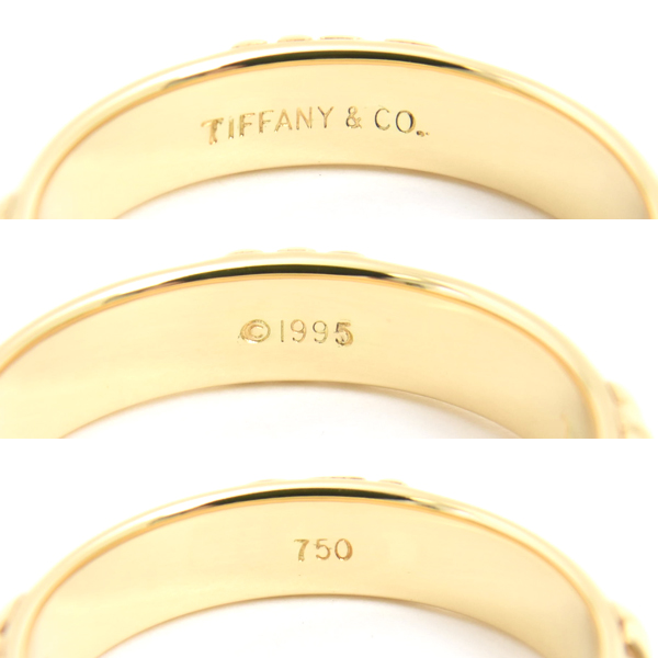 ティファニー 指輪 レディース アトラス ニューメリック リング 実測サイズ14号 幅4.4mm イエローゴールド TIFFANY 750YG K18YG 中古
