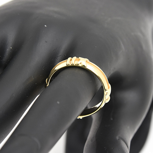ティファニー 指輪 レディース アトラス ニューメリック リング 実測サイズ14号 幅4.4mm イエローゴールド TIFFANY 750YG K18YG 中古