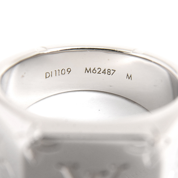ルイヴィトン 指輪 メンズ シグネットリング モノグラム 刻印サイズM 実測19号程度 幅5.8mm～13.8mm メタル Louis Vuitton M62487 中古