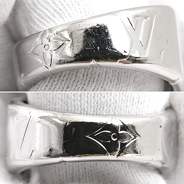 ルイヴィトン 指輪 メンズ シグネットリング モノグラム 刻印サイズM 実測19号程度 幅5.8mm～13.8mm メタル Louis Vuitton M62487 中古