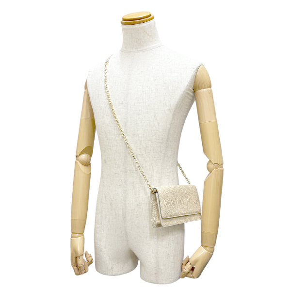 メゾンマルジェラ バッグ レディース 4ステッチ チェーンウォレット レザー グレー ベージュ Maison Margiela 中古