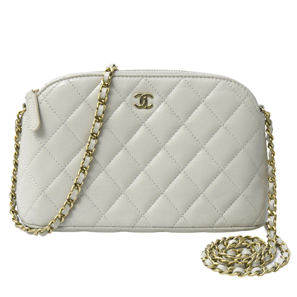 シャネル バッグ レディース チェーンショルダーバッグ マトラッセ キャビアスキン グレー CHANEL AP4016 中古