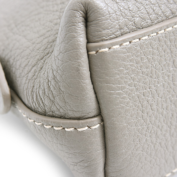 プラダ バッグ レディース ロゴ ポーチ コスメポーチ グレー カーフ PRADA 中古