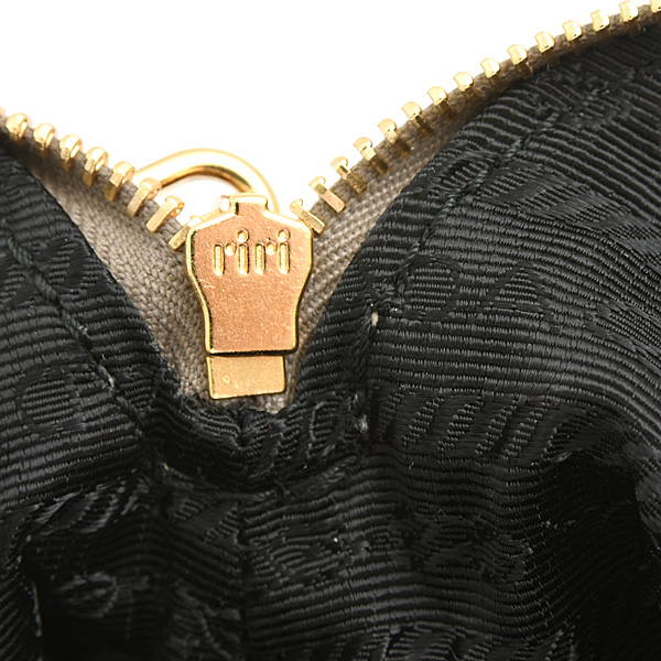 プラダ バッグ レディース ロゴ ポーチ コスメポーチ グレー カーフ PRADA 中古