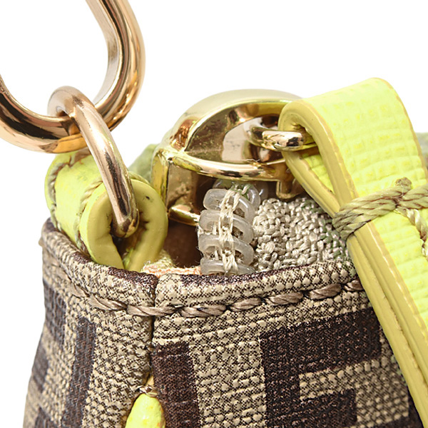 フェンディ バッグ レディ―ス アクセサリーバッグ ポーチ ズッキーノ柄 ベージュ系 PVC×レザー FENDI 8BK115 中古