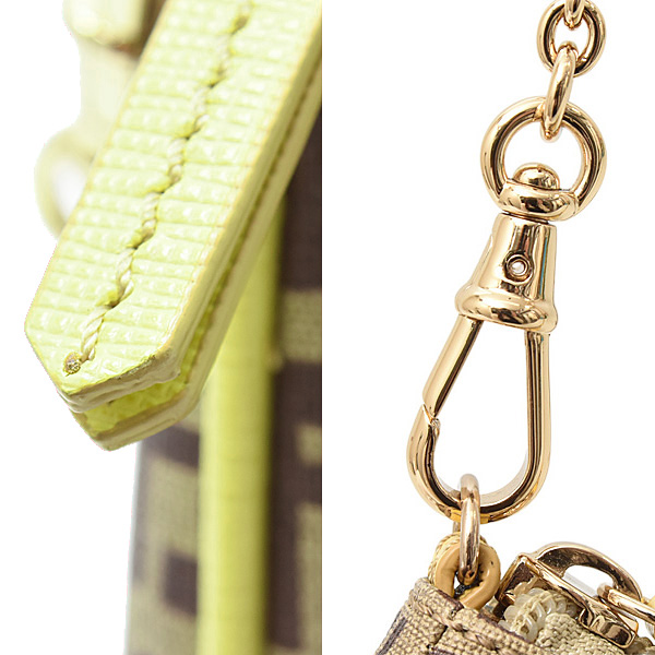 フェンディ バッグ レディ―ス アクセサリーバッグ ポーチ ズッキーノ柄 ベージュ系 PVC×レザー FENDI 8BK115 中古