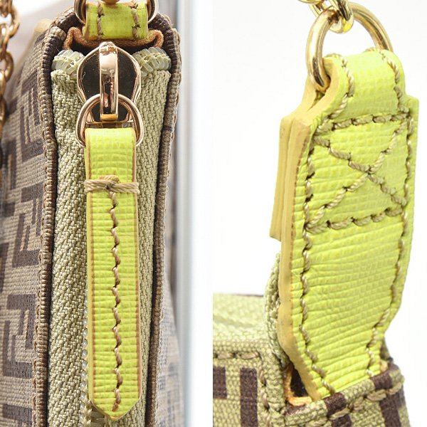 フェンディ バッグ レディ―ス アクセサリーバッグ ポーチ ズッキーノ柄 ベージュ系 PVC×レザー FENDI 8BK115 中古