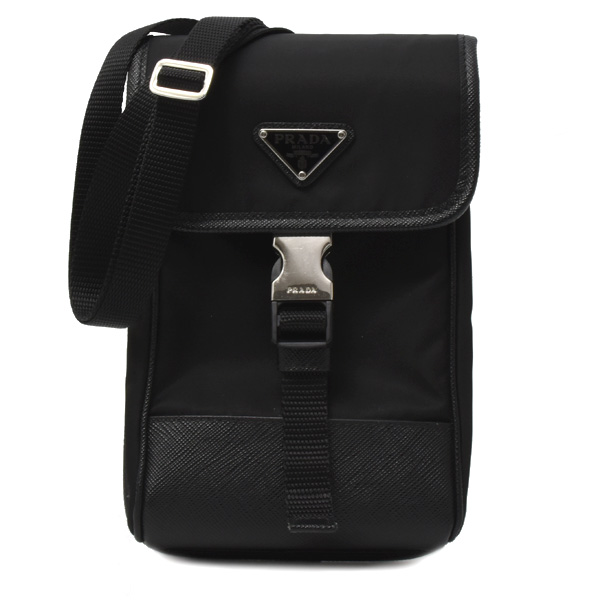 プラダ バッグ レディース フォンフォルダー ケース ショルダーバッグ テスート ブラック PRADA 2ZH109 中古