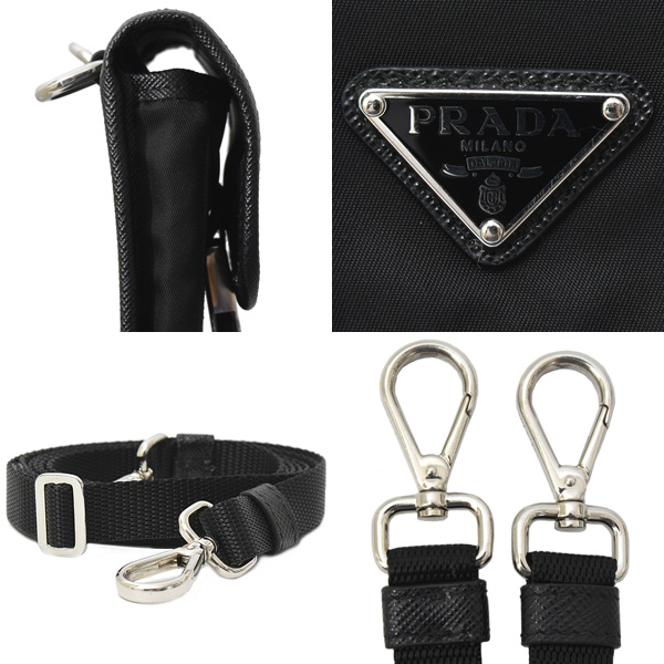 プラダ バッグ レディース フォンフォルダー ケース ショルダーバッグ テスート ブラック PRADA 2ZH109 中古