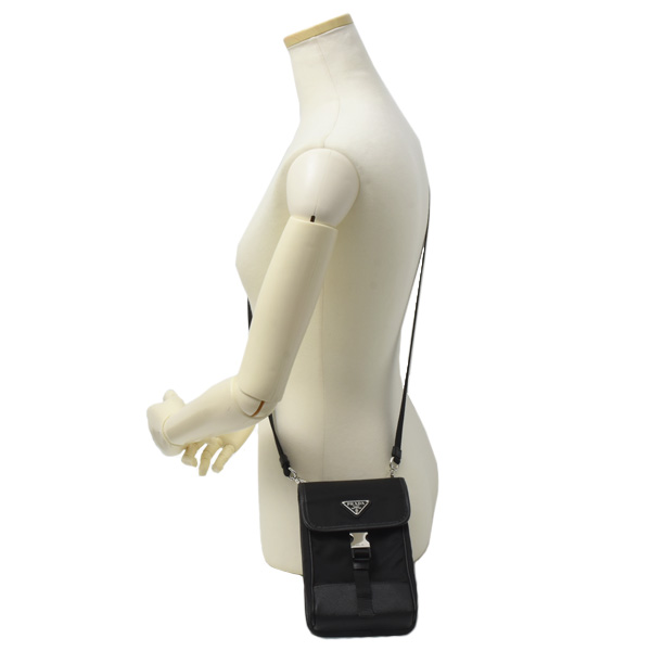 プラダ バッグ レディース フォンフォルダー ケース ショルダーバッグ テスート ブラック PRADA 2ZH109 中古
