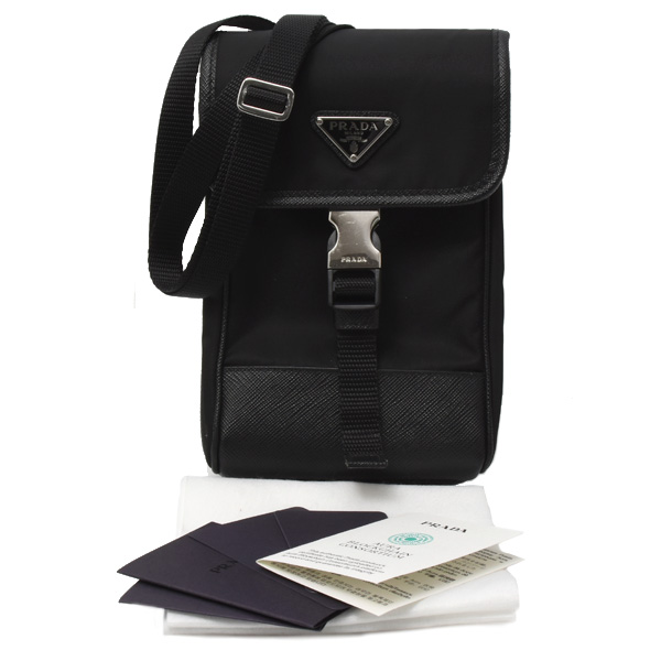 プラダ バッグ レディース フォンフォルダー ケース ショルダーバッグ テスート ブラック PRADA 2ZH109 中古