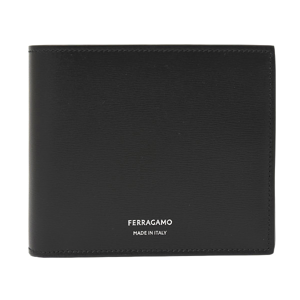 フェラガモ 財布 メンズ 2つ折り財布 レザーウォレット カーフ NERO FERRAGAMO 661329 中古