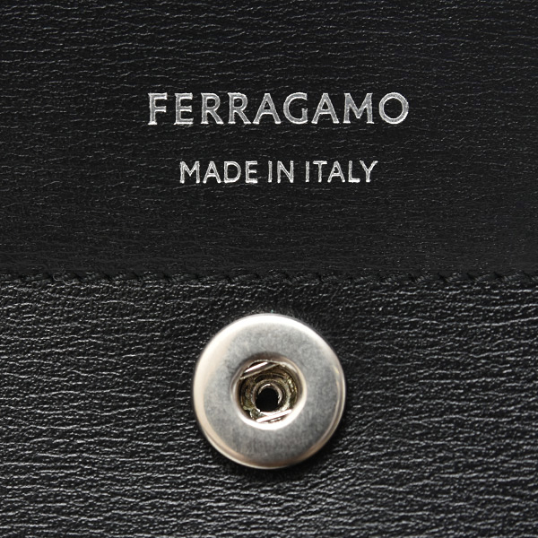 フェラガモ 財布 メンズ 2つ折り財布 レザーウォレット カーフ NERO FERRAGAMO 661329 中古