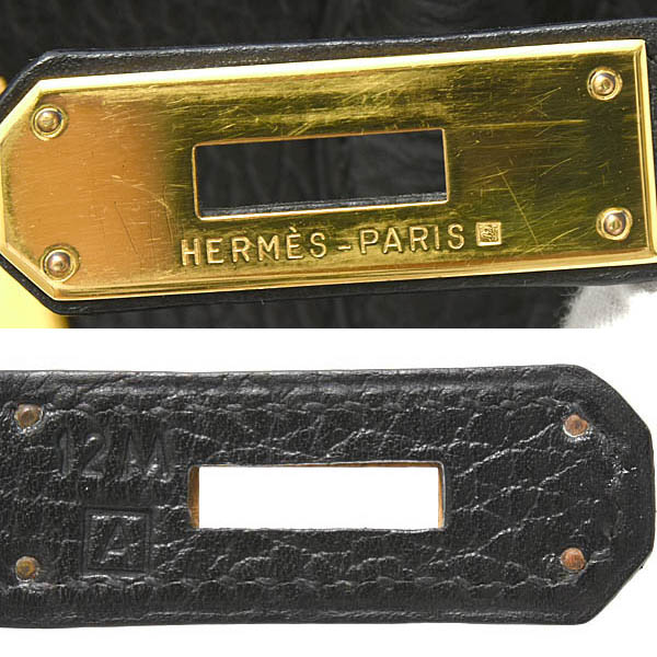 エルメス バッグ レディース バーキン35 ハンドバッグ アルデンヌ ブラック ゴールド金具 □A刻 エルメスリペア済 HERMES 中古