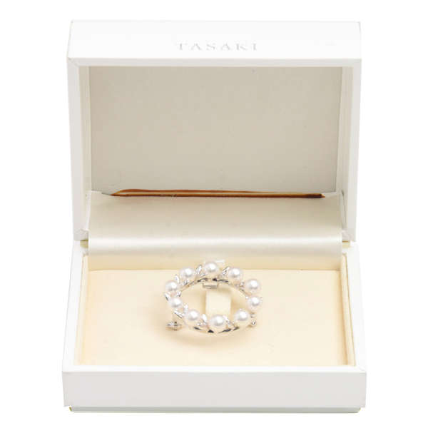 タサキ ブローチ レディース 10Pパール サークル ブローチ ホワイトゴールド TASAKI K18WG 中古