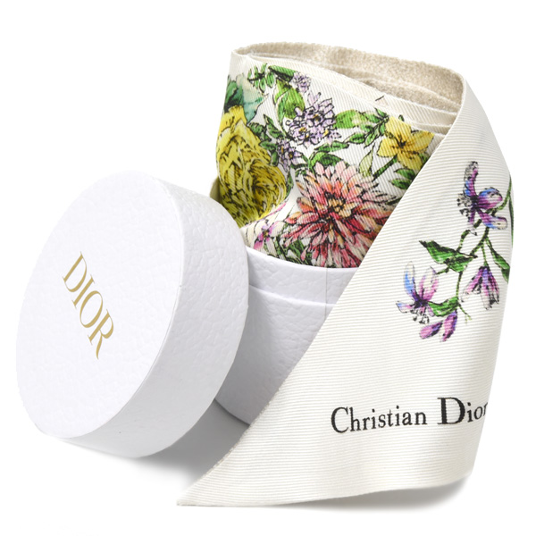 クリスチャンディオール スカーフ レディース ミッツァ スカーフ 花柄 マルチカラー×ゴールド Christian Dior OJ10487 中古