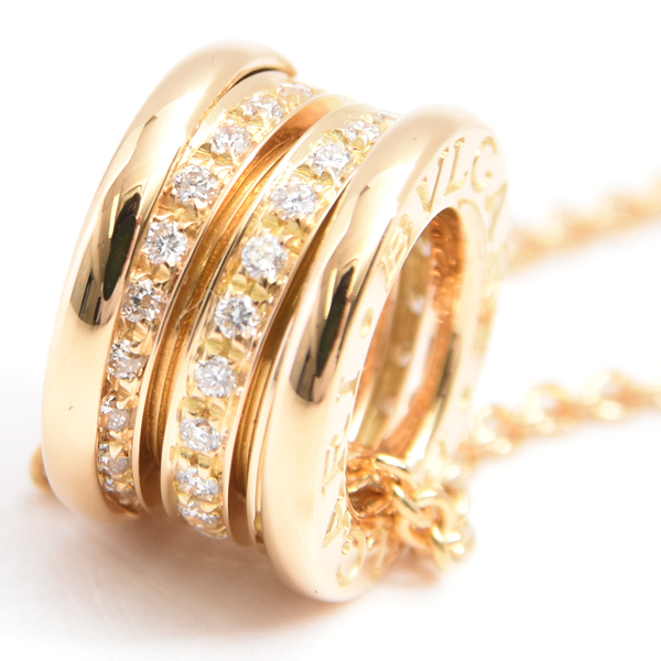 ブルガリ ネックレス レディース ビー ゼロワン B-ZERO1 ダイヤモンド ネックレス イエローゴールド BVLGARI 750YG 中古