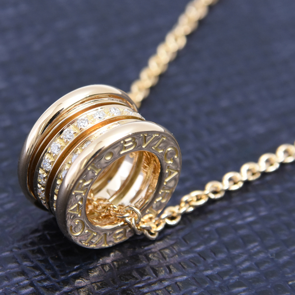 ブルガリ ネックレス レディース ビー ゼロワン B-ZERO1 ダイヤモンド ネックレス イエローゴールド BVLGARI 750YG 中古