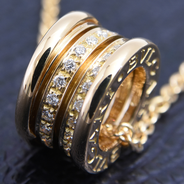 ブルガリ ネックレス レディース ビー ゼロワン B-ZERO1 ダイヤモンド ネックレス イエローゴールド BVLGARI 750YG 中古