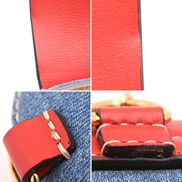 クロエ バッグ レディース ドリュー ミニ クロスボディ バッグ デニム×カーフ レッド リュック 肩掛け 2WAY Chloe CHC21SP100E27664 中古