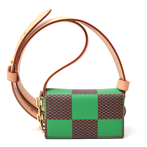 ルイヴィトン バッグ レディース ダミエ ミクロスティーマー ミニショルダーバッグ グリーン Louis Vuitton N40537 中古