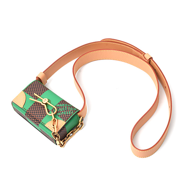 ルイヴィトン バッグ レディース ダミエ ミクロスティーマー ミニショルダーバッグ グリーン Louis Vuitton N40537 中古