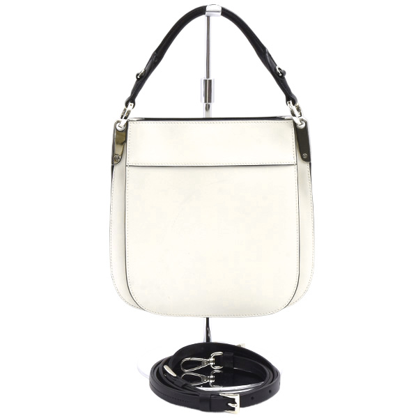 プラダ バッグ レディース マギット ハンドバッグ ショルダー 2WAY カーフ ホワイト×ブラック PRADA 1BC082 中古