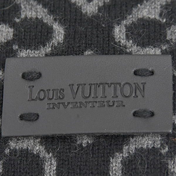 ルイヴィトン マフラー レディース メンズ エシャルプ スキー モノグラム カシミヤ ブラック×グレー Louis Vuitton M71953 中古