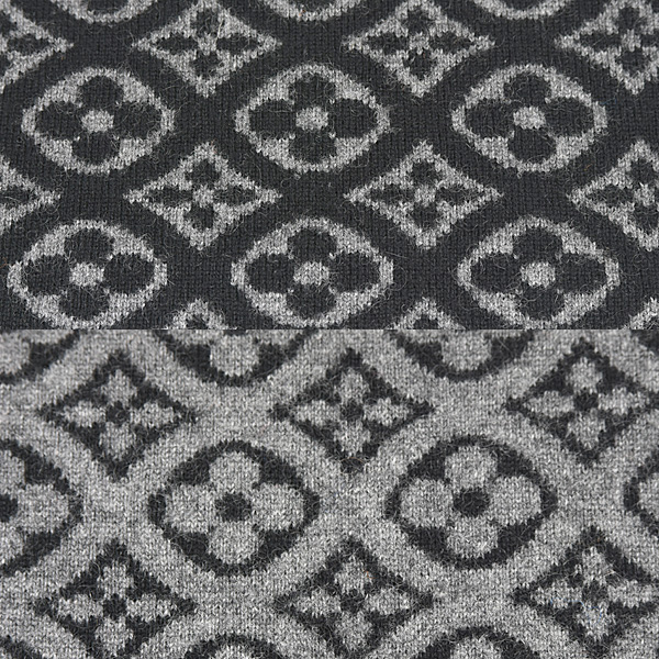 ルイヴィトン マフラー レディース メンズ エシャルプ スキー モノグラム カシミヤ ブラック×グレー Louis Vuitton M71953 中古