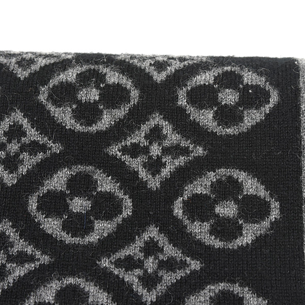 ルイヴィトン マフラー レディース メンズ エシャルプ スキー モノグラム カシミヤ ブラック×グレー Louis Vuitton M71953 中古