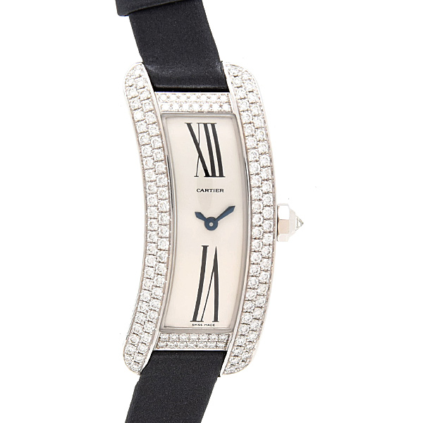 カルティエ 時計 レディース タンクS ダイヤモンド ホワイトゴールド 電池式 シルバー文字盤 Cartier WJ300950 750WG 中古
