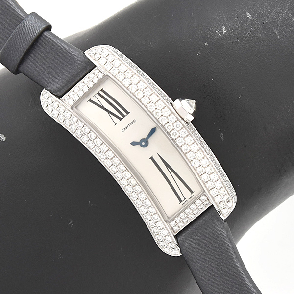 カルティエ 時計 レディース タンクS ダイヤモンド ホワイトゴールド 電池式 シルバー文字盤 Cartier WJ300950 750WG 中古