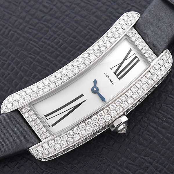 カルティエ 時計 レディース タンクS ダイヤモンド ホワイトゴールド 電池式 シルバー文字盤 Cartier WJ300950 750WG 中古
