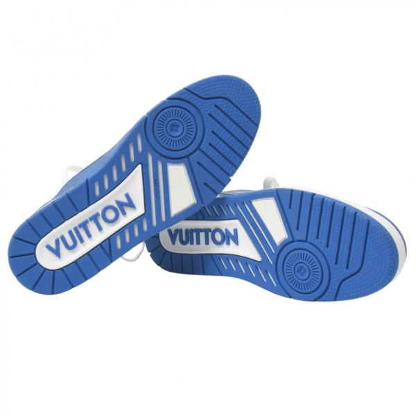 ルイヴィトン 靴 メンズ ローカットスニーカー LVトレイナー 表記サイズ8 1/2 27cm レザー ブルー ホワイト 1AANF0 Louis Vuitton 中古