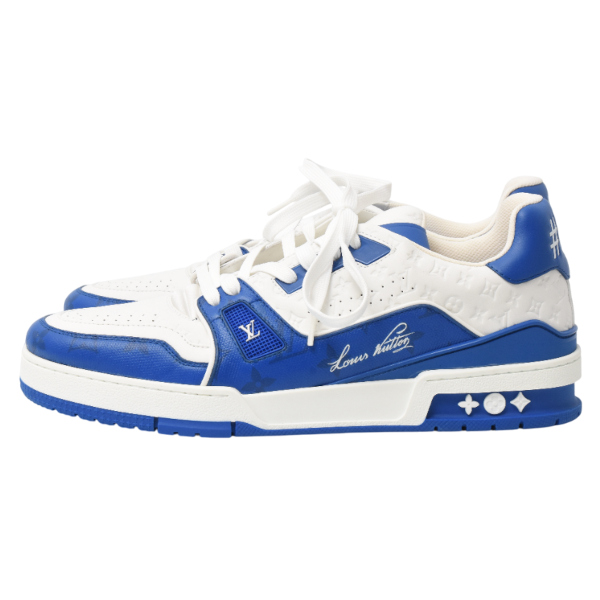 ルイヴィトン 靴 メンズ ローカットスニーカー LVトレイナー 表記サイズ8 1/2 27cm レザー ブルー ホワイト 1AANF0 Louis Vuitton 中古